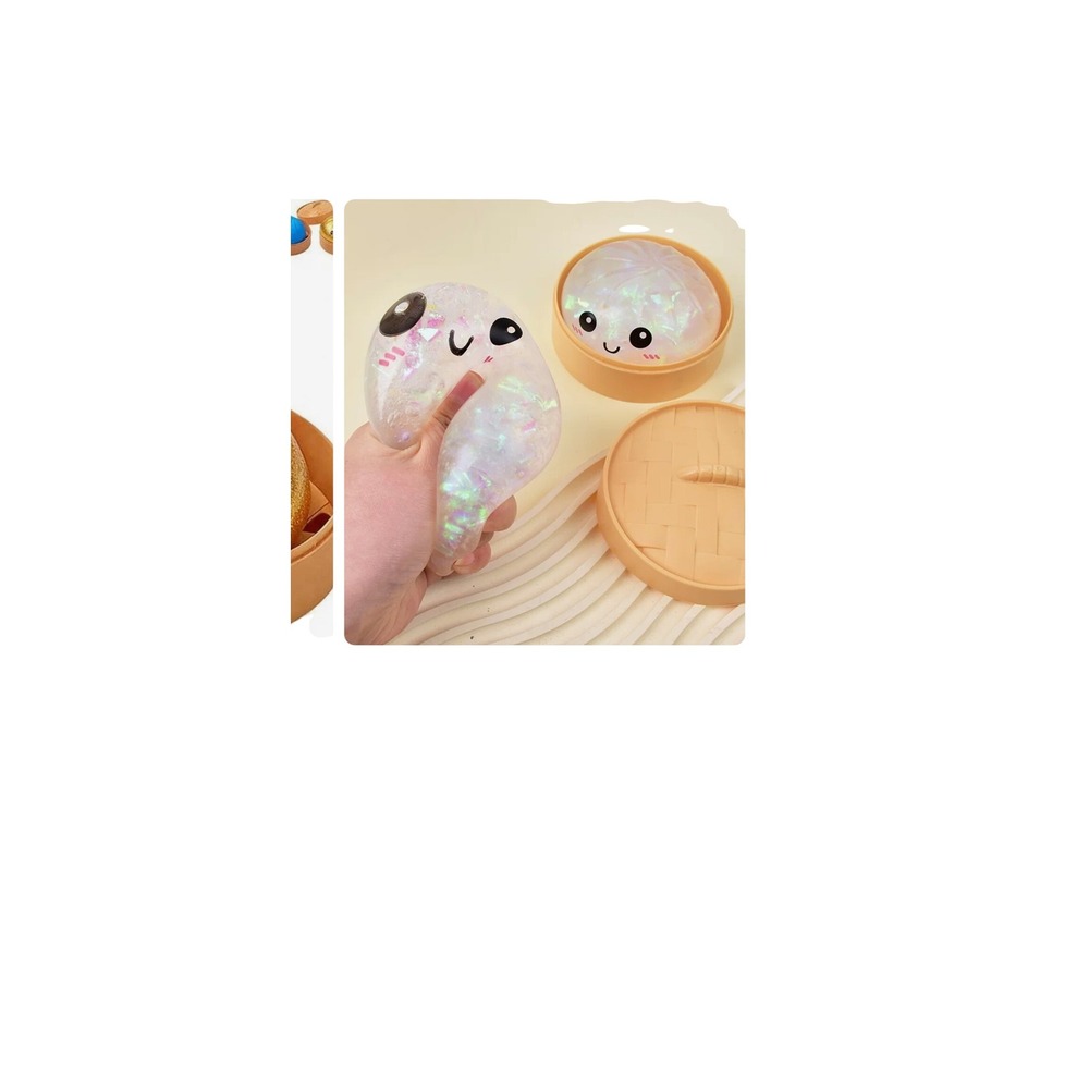 Bao Dumpling Squishy Toy 2pc Kawaii Fidget Stress Relief Dim Sum Steamer Basket - Picture 3 of 3